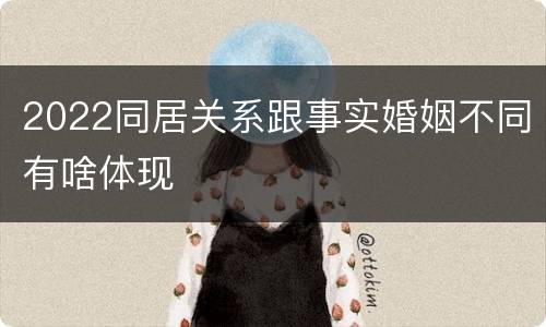 2022同居关系跟事实婚姻不同有啥体现