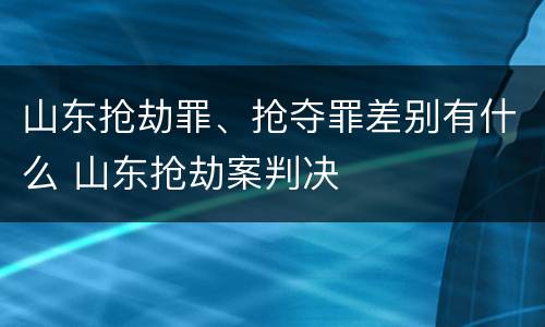 山东抢劫罪、抢夺罪差别有什么 山东抢劫案判决