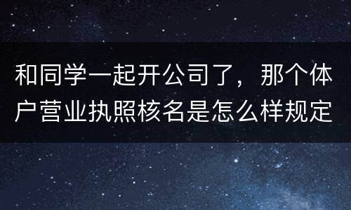 和同学一起开公司了，那个体户营业执照核名是怎么样规定的