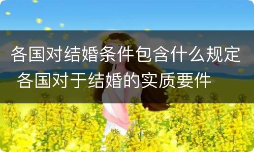 各国对结婚条件包含什么规定 各国对于结婚的实质要件