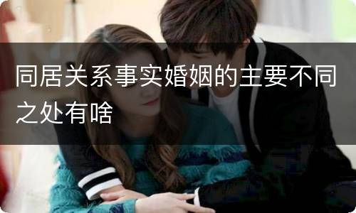 同居关系事实婚姻的主要不同之处有啥