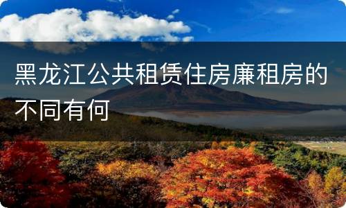 黑龙江公共租赁住房廉租房的不同有何