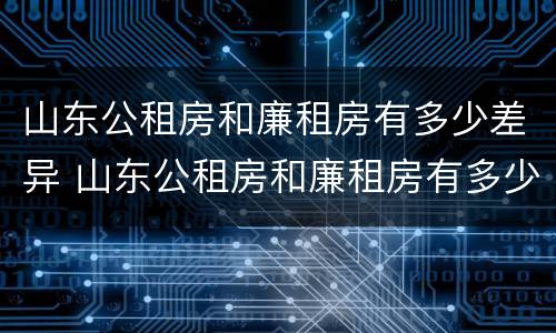 山东公租房和廉租房有多少差异 山东公租房和廉租房有多少差异啊