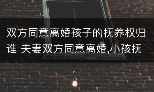 双方同意离婚孩子的抚养权归谁 夫妻双方同意离婚,小孩抚养权归谁?
