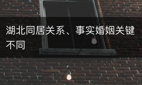 湖北同居关系、事实婚姻关键不同