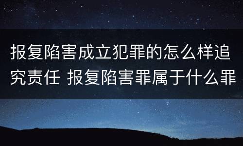 报复陷害成立犯罪的怎么样追究责任 报复陷害罪属于什么罪