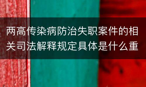 两高传染病防治失职案件的相关司法解释规定具体是什么重要内容