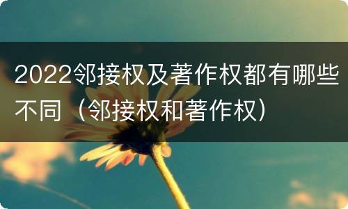 2022邻接权及著作权都有哪些不同(邻接权和著作权)
