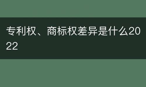 专利权、商标权差异是什么2022