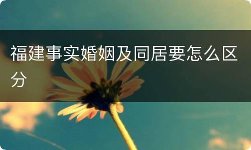 福建事实婚姻及同居要怎么区分