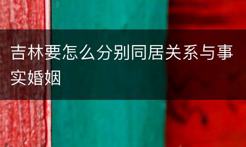 吉林要怎么分别同居关系与事实婚姻