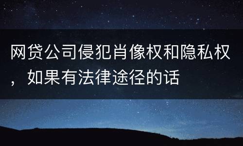 网贷公司侵犯肖像权和隐私权，如果有法律途径的话