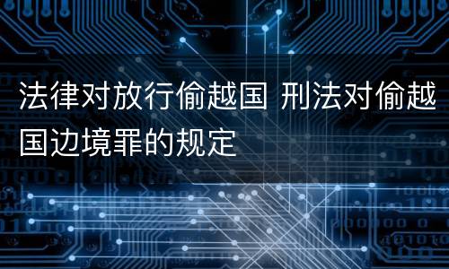 法律对放行偷越国 刑法对偷越国边境罪的规定