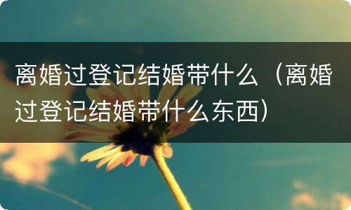 离婚过登记结婚带什么（离婚过登记结婚带什么东西）