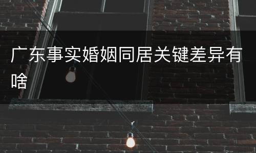 广东事实婚姻同居关键差异有啥