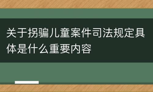 关于拐骗儿童案件司法规定具体是什么重要内容