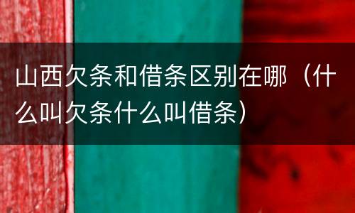 山西欠条和借条区别在哪（什么叫欠条什么叫借条）