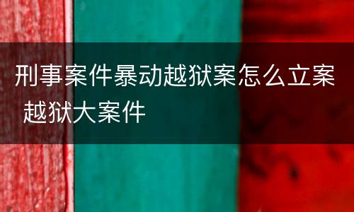 刑事案件暴动越狱案怎么立案 越狱大案件