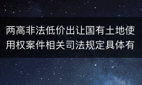 两高非法低价出让国有土地使用权案件相关司法规定具体有哪些内容