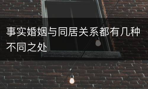 事实婚姻与同居关系都有几种不同之处