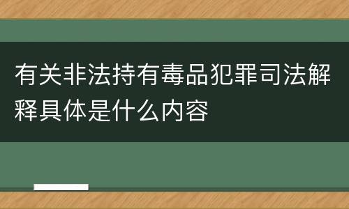 有关非法持有毒品犯罪司法解释具体是什么内容