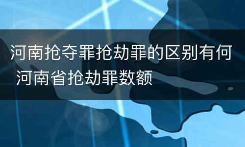 河南抢夺罪抢劫罪的区别有何 河南省抢劫罪数额