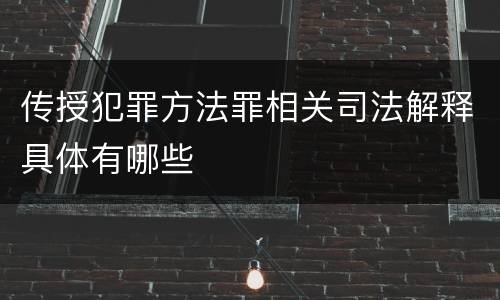 传授犯罪方法罪相关司法解释具体有哪些
