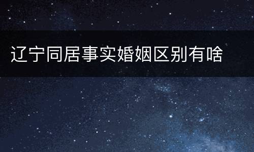 辽宁同居事实婚姻区别有啥
