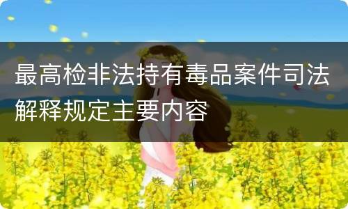 最高检非法持有毒品案件司法解释规定主要内容