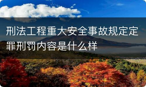 刑法工程重大安全事故规定定罪刑罚内容是什么样