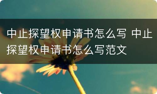 中止探望权申请书怎么写 中止探望权申请书怎么写范文