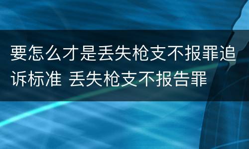 要怎么才是丢失枪支不报罪追诉标准 丢失枪支不报告罪