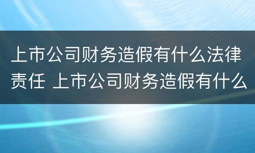 上市公司财务造假有什么法律责任 上市公司财务造假有什么法律责任嘛