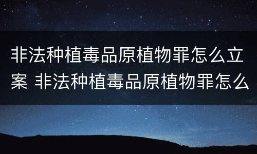 非法种植毒品原植物罪怎么立案 非法种植毒品原植物罪怎么立案的