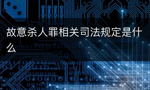 故意杀人罪相关司法规定是什么