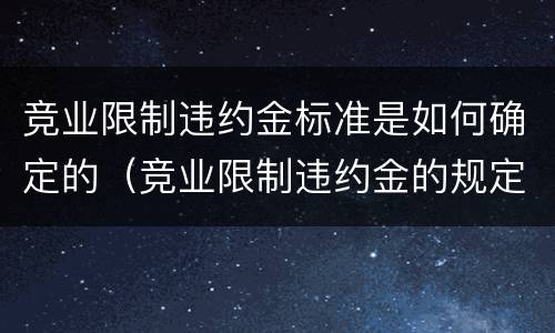 竞业限制违约金标准是如何确定的（竞业限制违约金的规定）
