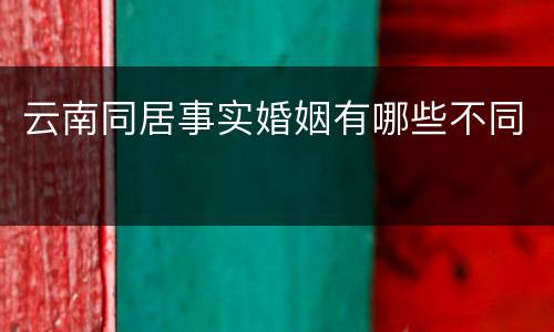 云南同居事实婚姻有哪些不同