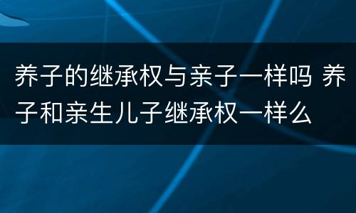 养子的继承权与亲子一样吗 养子和亲生儿子继承权一样么