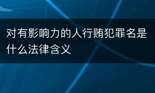 对有影响力的人行贿犯罪名是什么法律含义
