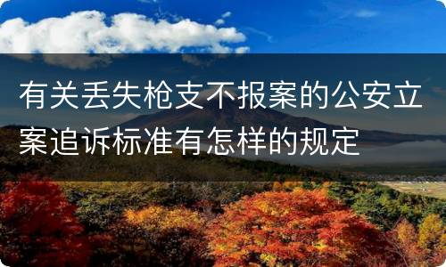 有关丢失枪支不报案的公安立案追诉标准有怎样的规定