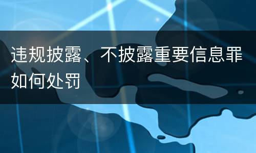 违规披露、不披露重要信息罪如何处罚