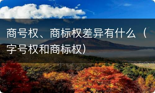 商号权、商标权差异有什么（字号权和商标权）