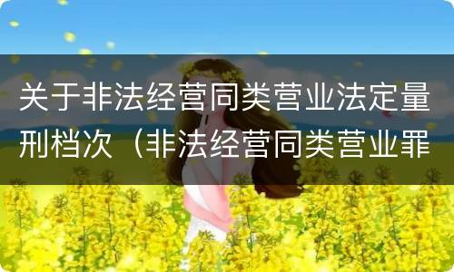 关于非法经营同类营业法定量刑档次（非法经营同类营业罪立案标准）