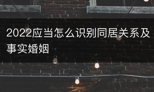 2022应当怎么识别同居关系及事实婚姻