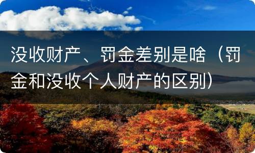 没收财产、罚金差别是啥（罚金和没收个人财产的区别）