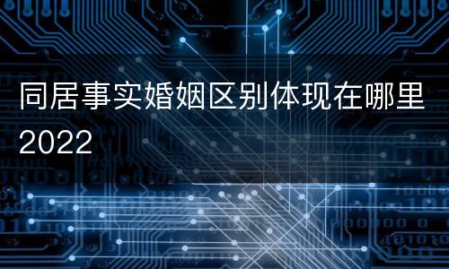 同居事实婚姻区别体现在哪里2022