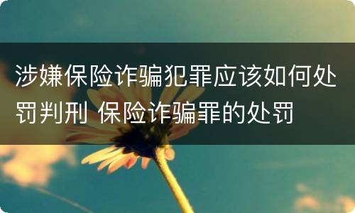涉嫌保险诈骗犯罪应该如何处罚判刑 保险诈骗罪的处罚