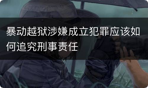 暴动越狱涉嫌成立犯罪应该如何追究刑事责任