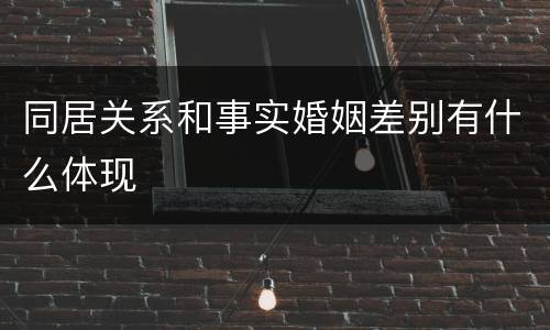 同居关系和事实婚姻差别有什么体现