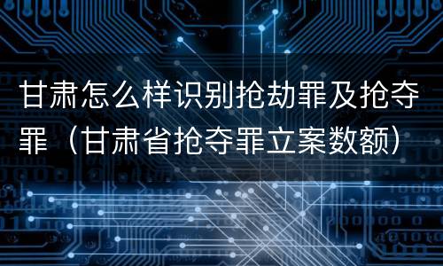 甘肃怎么样识别抢劫罪及抢夺罪（甘肃省抢夺罪立案数额）